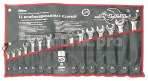 Набор комбинированных гаечных ключей, 14 шт. Aist 0011214ax-m (6 - 24 мм)